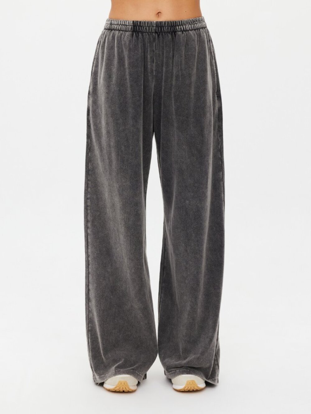 The Upside SOHO TOKIO WIDE LEG PANT, washed black gray cotton, size M